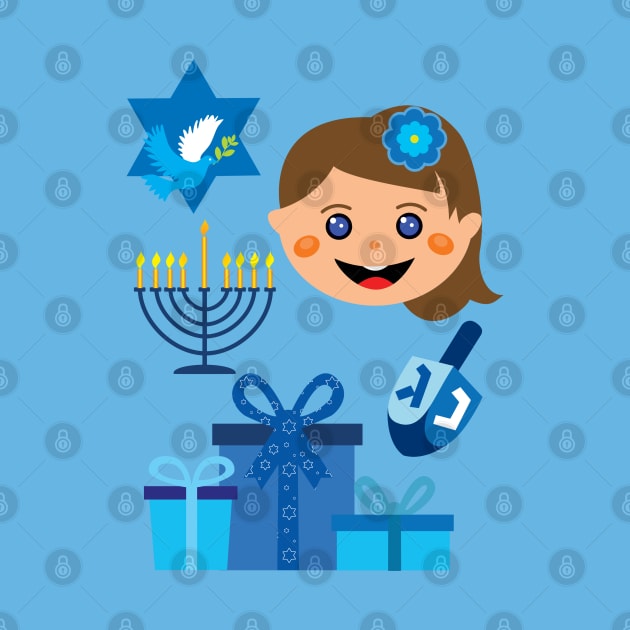 Happy Hanukkah with Jewish Girl with dreidel by FK-UK