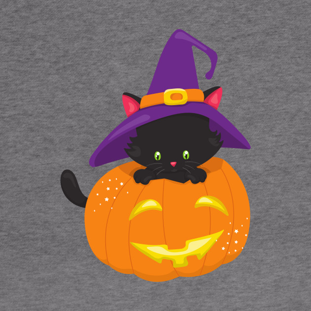 Black Cat Pumpkin Cat With Witch Hat Halloween Black Cat Hoodie Teepublic
