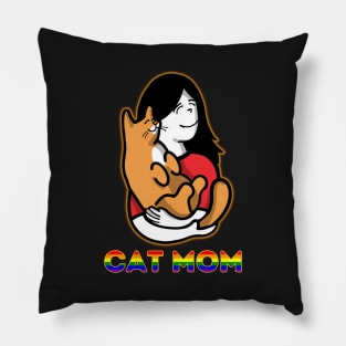 Cat Mom Pride Text Pillow