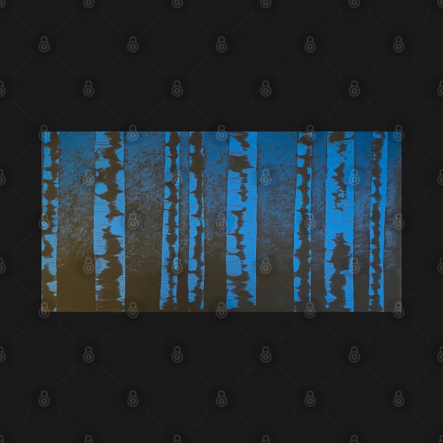 Black and Blue Birch Trees with Blue Background by J&S mason