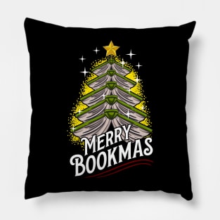 Merry Bookmas. Ugly Christmas Tree. Pillow