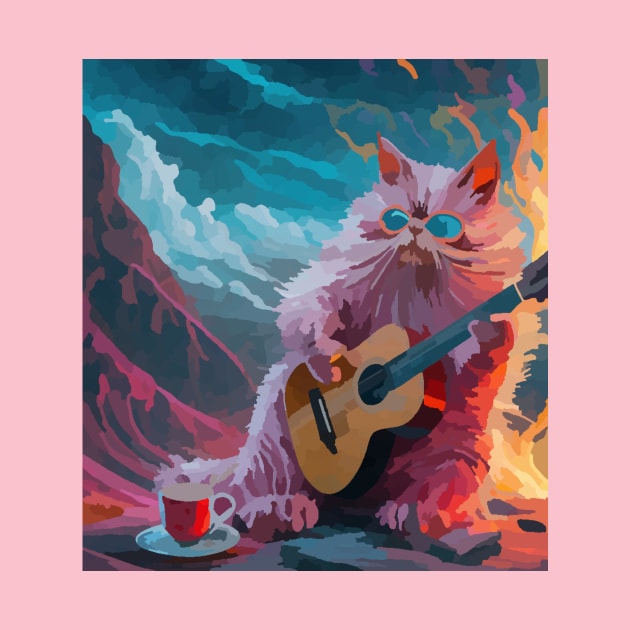 coffee drinking and guitar cat by Catbrat