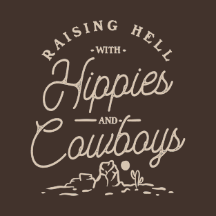 Hippies and Cowboys - Raising Hell with the Hippies and the Cowboys | Dark Brown T-Shirt