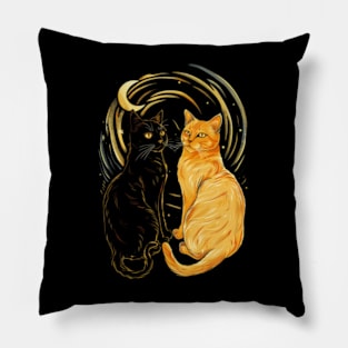 cat and moon Pillow