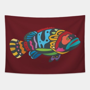 Colorful Grouper Fish Tapestry