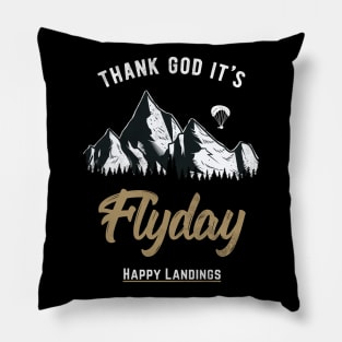 Thank God It's Flyday, retro paragliding, paraglider design Pillow