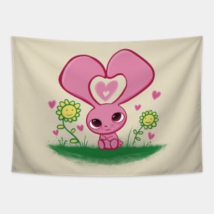 Cute Pink Love Bunny Hearts Tapestry