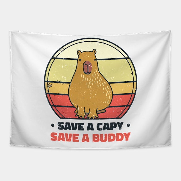 World Wildlife Day Capybara Animal Welfare Retro Wildlife Tapestry by Tom´s TeeStore