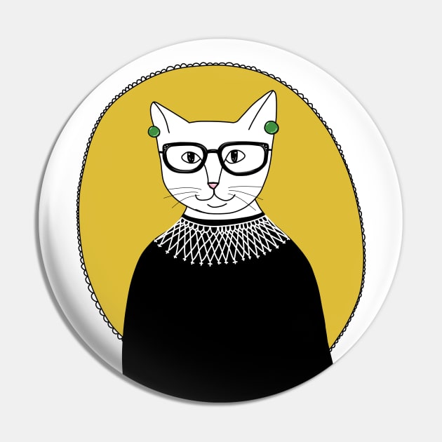 RBG As a Cat Pin by KilkennyCat Art