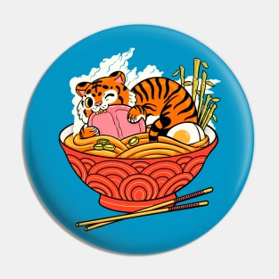 Tiger Loves Ramen Pin