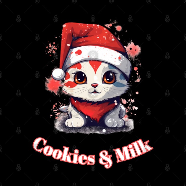 Cookies & Milk - Christmas Cat - Winter Holiday by MaystarUniverse