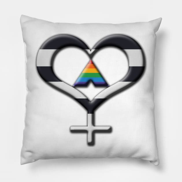 Heart-Shaped LGBT Ally Pride Female Gender Symbol Pillow by LiveLoudGraphics