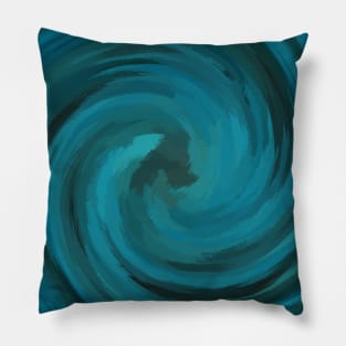 Blue and Green Painting Swirl Pillow