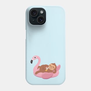 Sloth Chilling On Flamingo Pool Float Phone Case