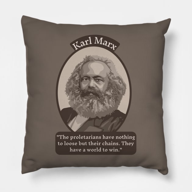 Karl Marx Portrait and Quote Pillow by Slightly Unhinged