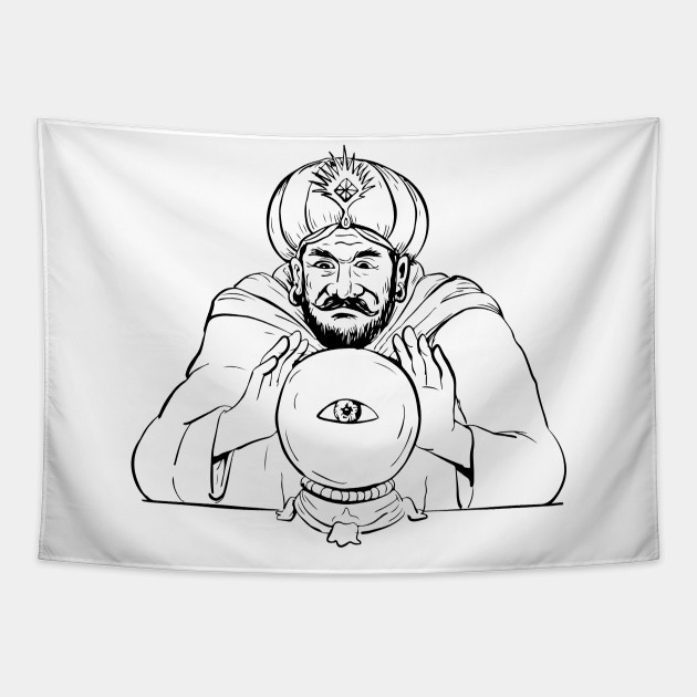 Fortune Teller Crystal Ball Drawing Fortune Teller Crystal Ball Drawing Tapestry Teepublic