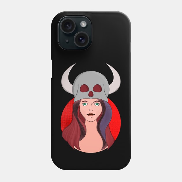 Woman Wearing a Skull With Horns Phone Case by DiegoCarvalho