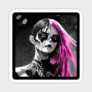 The Power of Simplicity: Black and White Anime Girl Artistry at its Finest Goth Gothic Fashion Dark Pink Hair Magnet