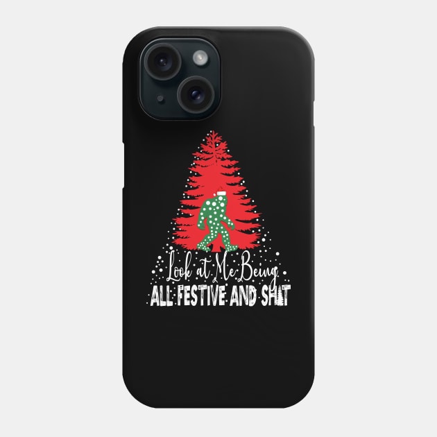 Funny Christmas Festive Vintage Sarcastic Bigfoot Xmas Tree Phone Case by NIKA13