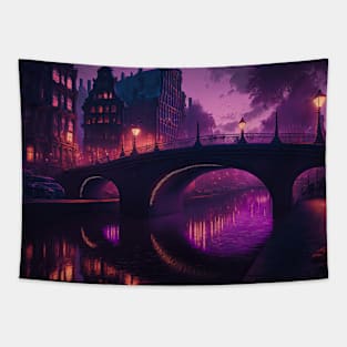 Cyberpunk City Amsterdam Tapestry