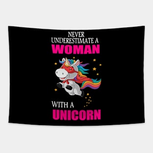 Never underestimate a woman with a unicorn Tapestry