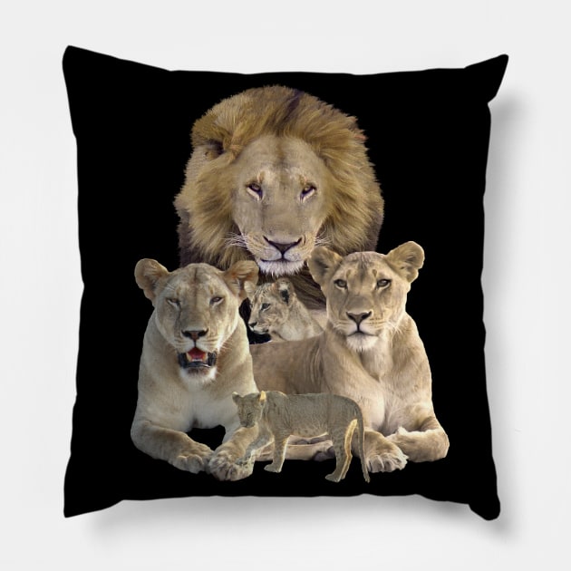 Lion Family in Kenya / Africa Pillow by T-SHIRTS UND MEHR