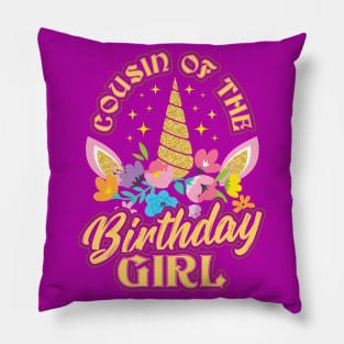 Cousin of the Birthday Girl Unicorn Pillow