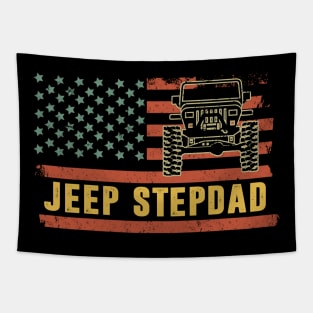 Jeep StepDad American Flag Jeep Vintage Jeep Father's Day Gift Jeep papa Tapestry