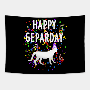 Happy Geparday cheetah motif saying birthday Tapestry