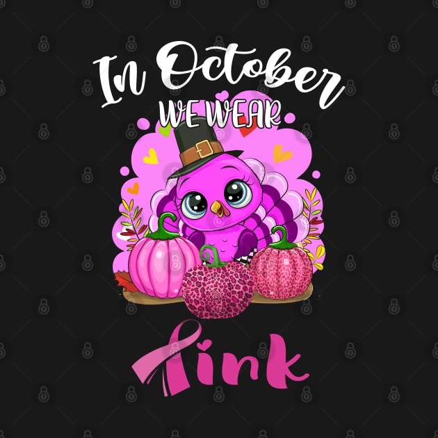 In October We wear Pink Fall Thanksgiving Breast Cancer by waterbrookpanders