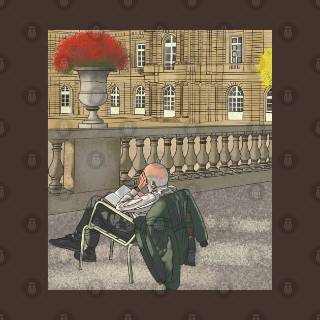 Old man reading a book by hande.draws