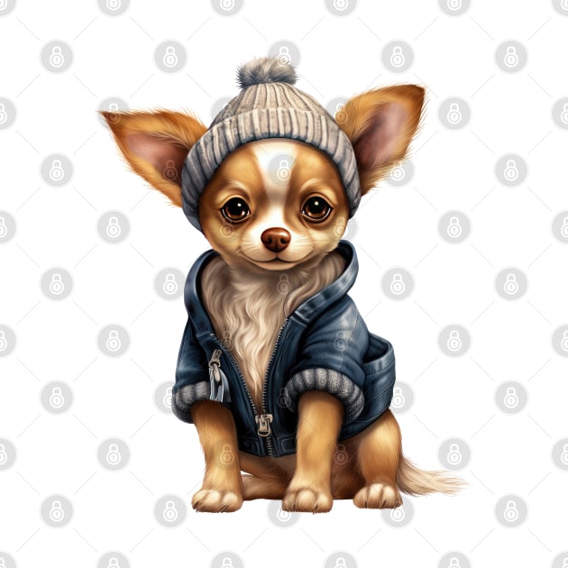 Winter Chihuahua Dog by Chromatic Fusion Studio