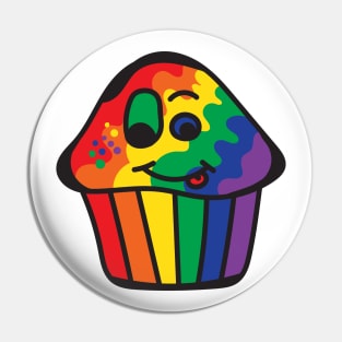 Gay Pride Rainbow Cupcake Pin