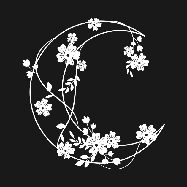 Crescent with Flowers: Nighttime Bloom by neverland-gifts
