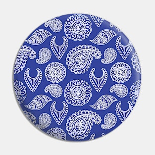 Mandala Pattern Blue and White Halloween Fall Autumn Season Pin