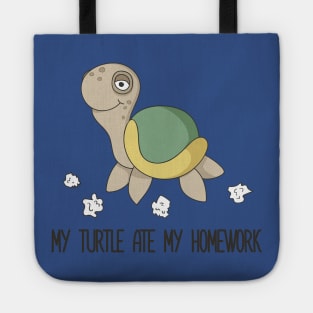My Turtle Ate My Homework Funny Cute Pet Turtle Design Tote