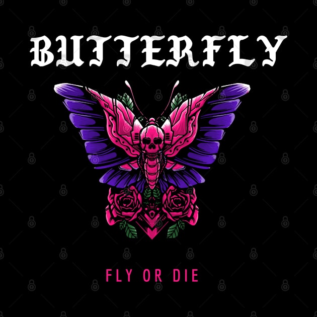 Butterfly and Flowers - Fly or Die by Merilinwitch