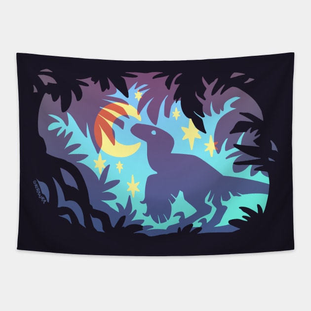 Stargazing Dino (Blue Variant) Tapestry by KiRAWRa