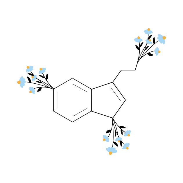 Blue - serotonin molecule chemistry organic florals by medimidoodles