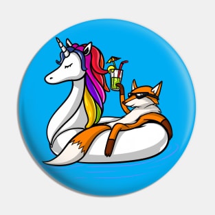 Fox Riding A Unicorn Float Pin