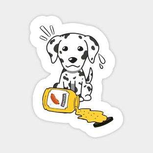 Cute dalmatian Spilled a jar of mustard sauce Magnet