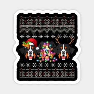 Christmas Bernese Mountain Gift Lights Santa Hat Three Dogs Magnet