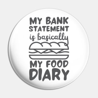 My Bank Statement Is Basically My Food Diary Sandwich Design Pin