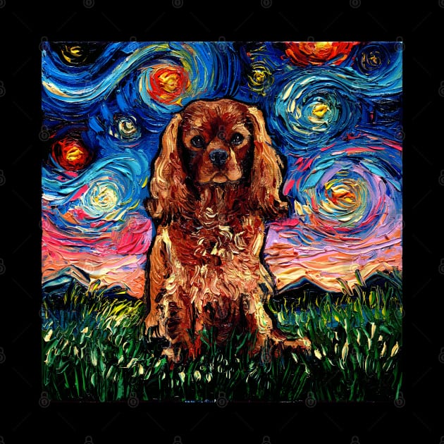 Ruby Cavalier King Charles Spaniel Night by sagittariusgallery