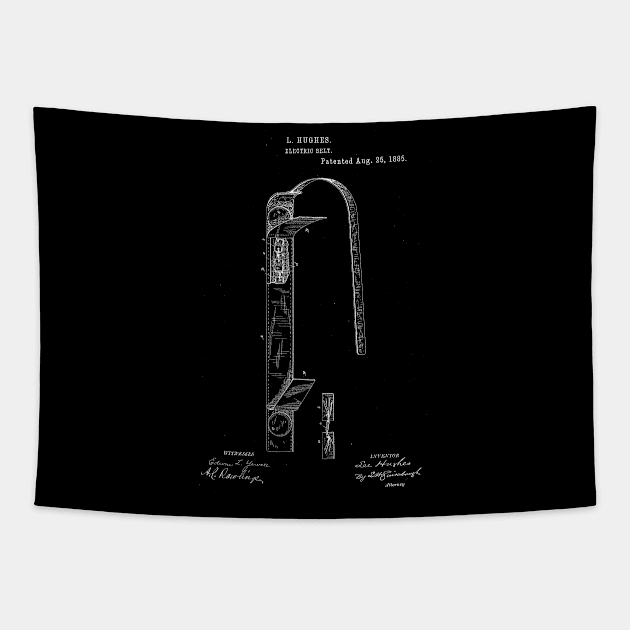 Electric Belt Vintage Patent Hand Drawing Tapestry by TheYoungDesigns