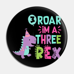 3rd Birthday Dinosaur GirlRex Matching Family Party Three Pin