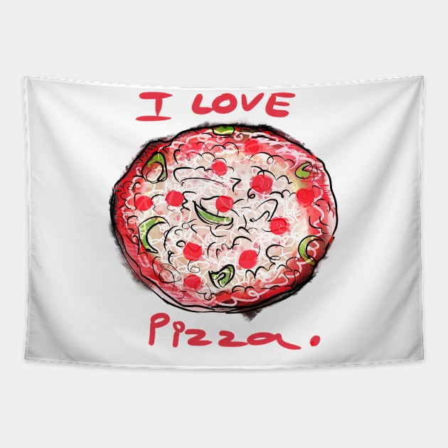 I Love Pizza Tapestry by jayakbariart