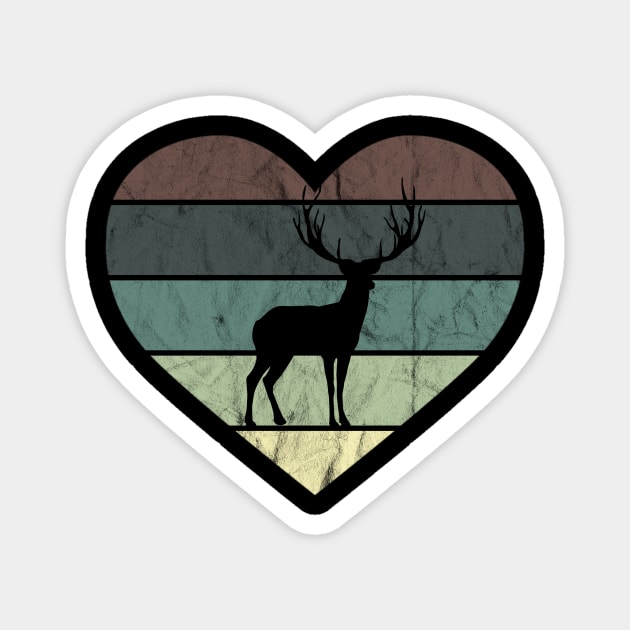 I Love Deer Retro Heart for Hunter Magnet by NoPlanB