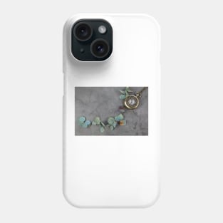 Sill life of Pocket watch and dried Hydrangea flowers Phone Case