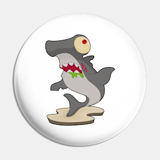 Hammerhead shark Halloween Zombie Pin